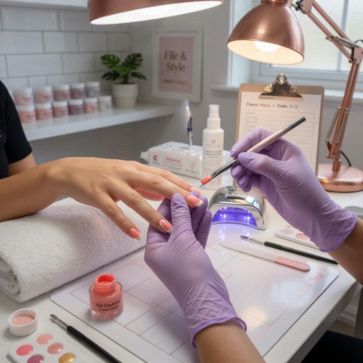Behind the scenes gel colour application at the studio